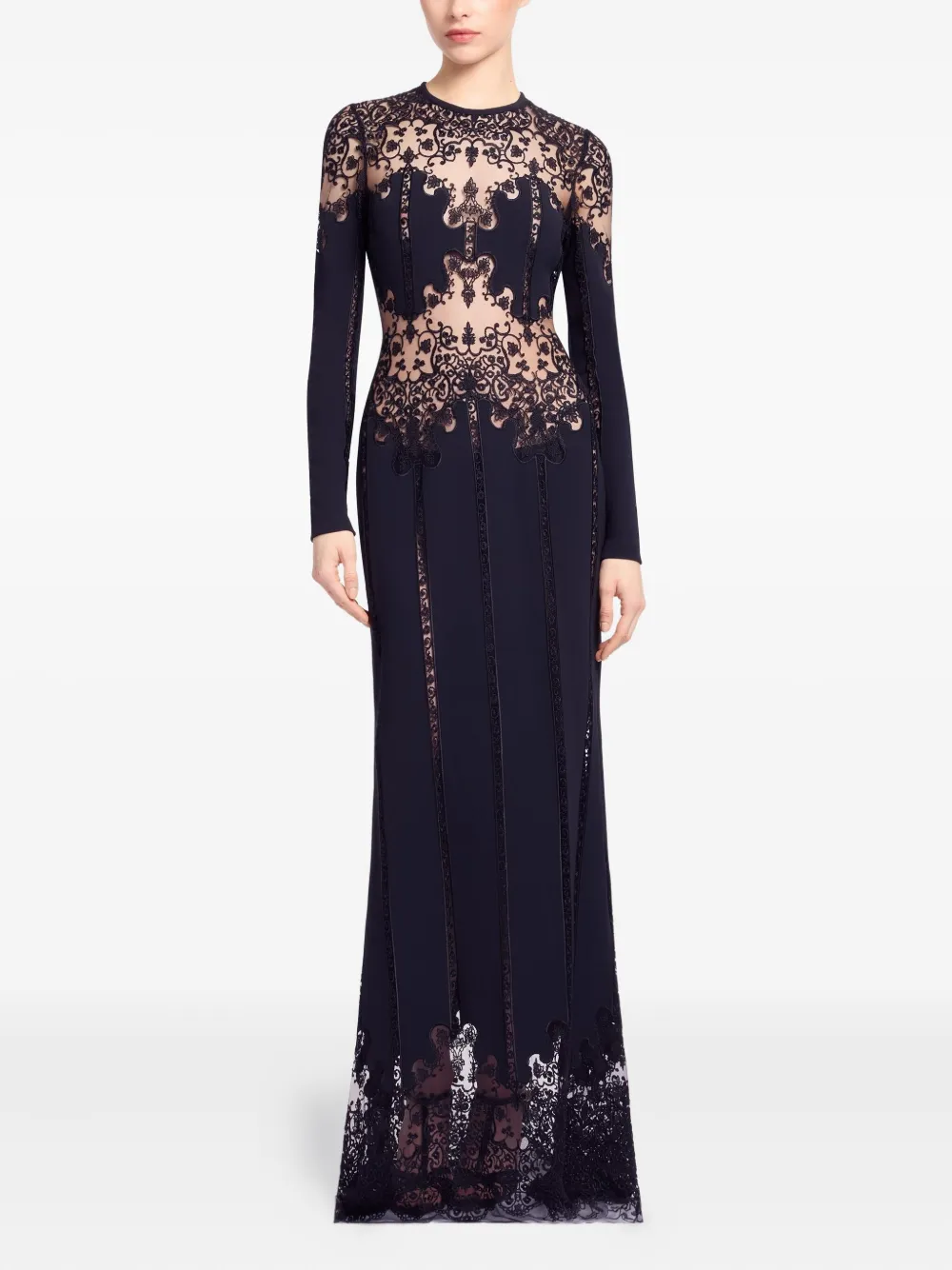 Elie Saab floral-embroidered maxi dress - Nero