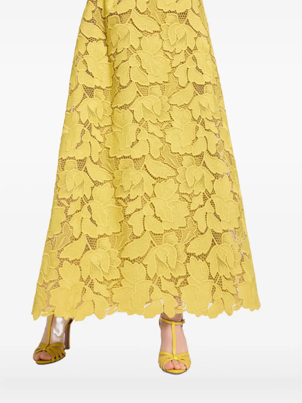 Elie Saab Macramé Midi Dress In Green