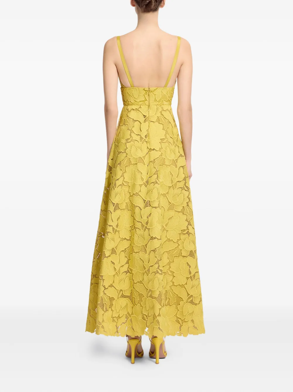 Elie Saab macramé midi dress - Geel