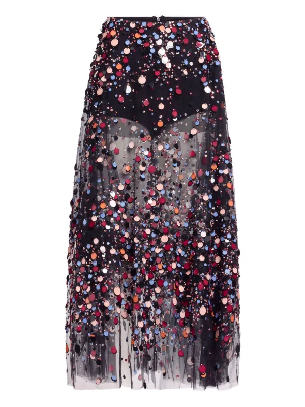 Elie Saab Bead-embellished Skirt in Black