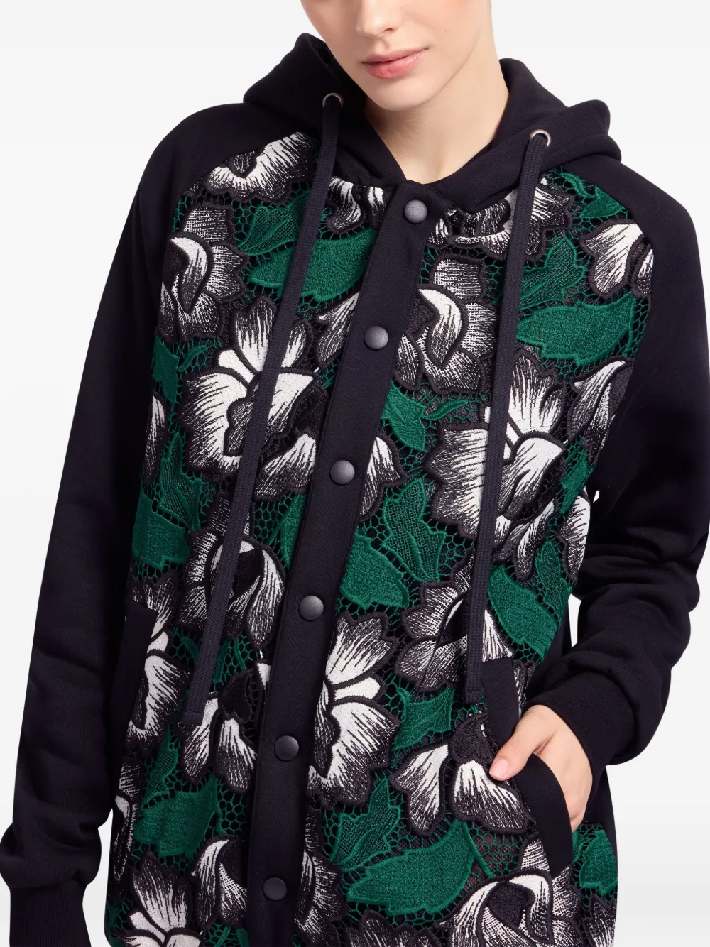 Elie Saab Macramé hoodie met lange mouwen Zwart