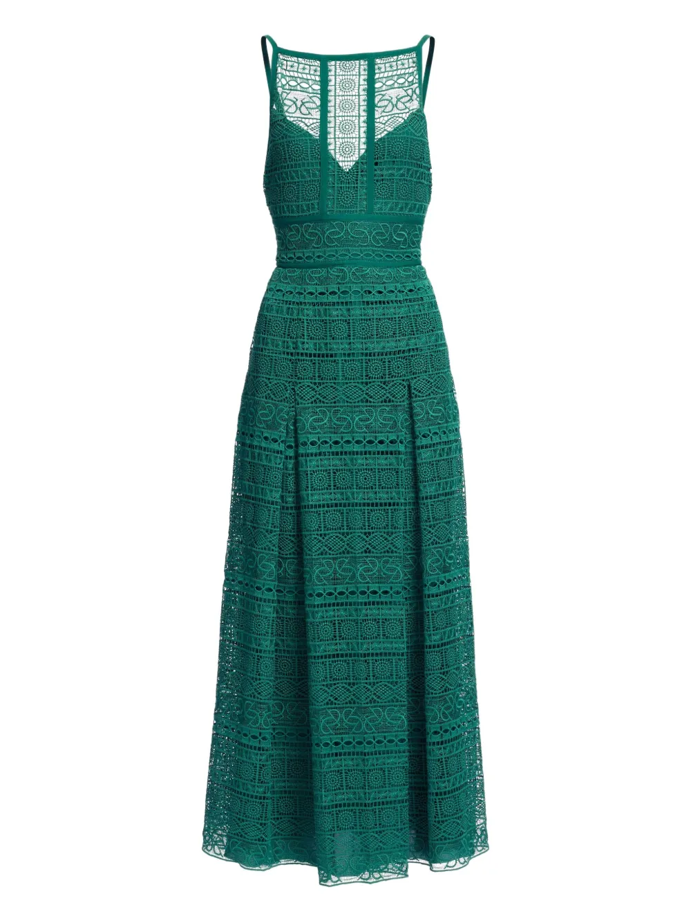 Elie Saab Macramé Midi Dress In Green