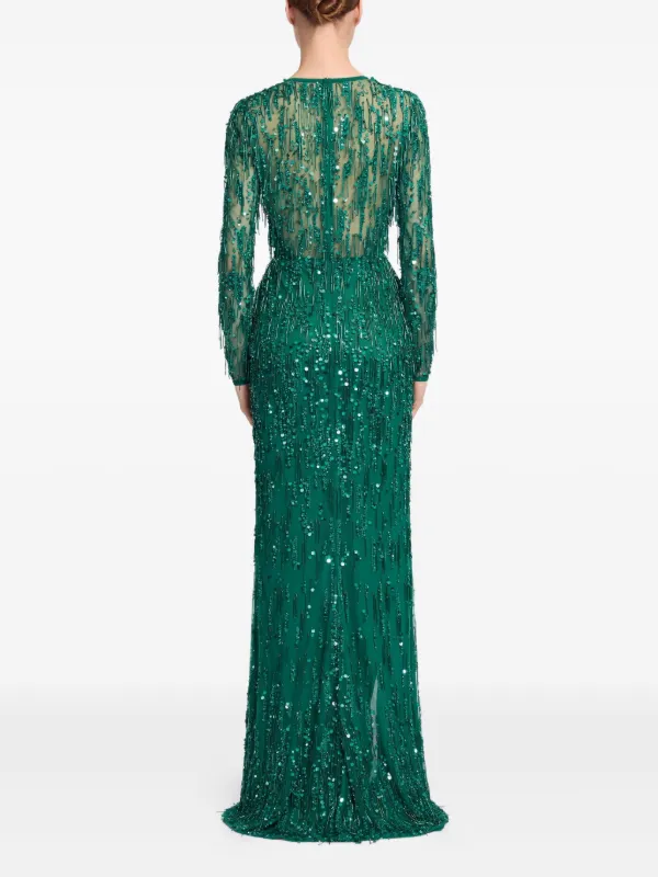elie saab green lace dress bead-embellished Maxi | elie saab green dress