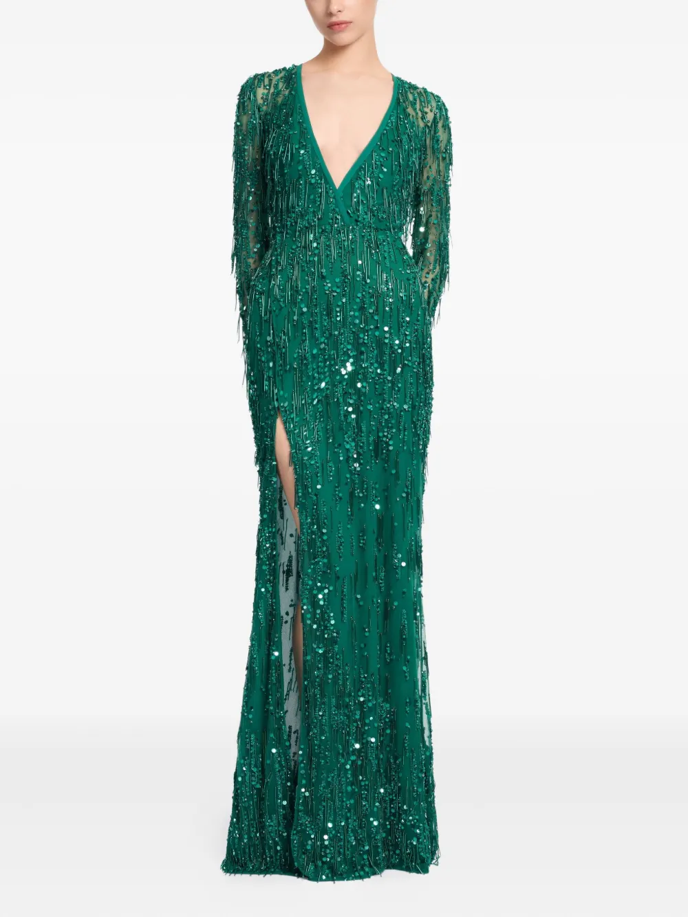 Elie Saab bead-embellished maxi dress - Groen