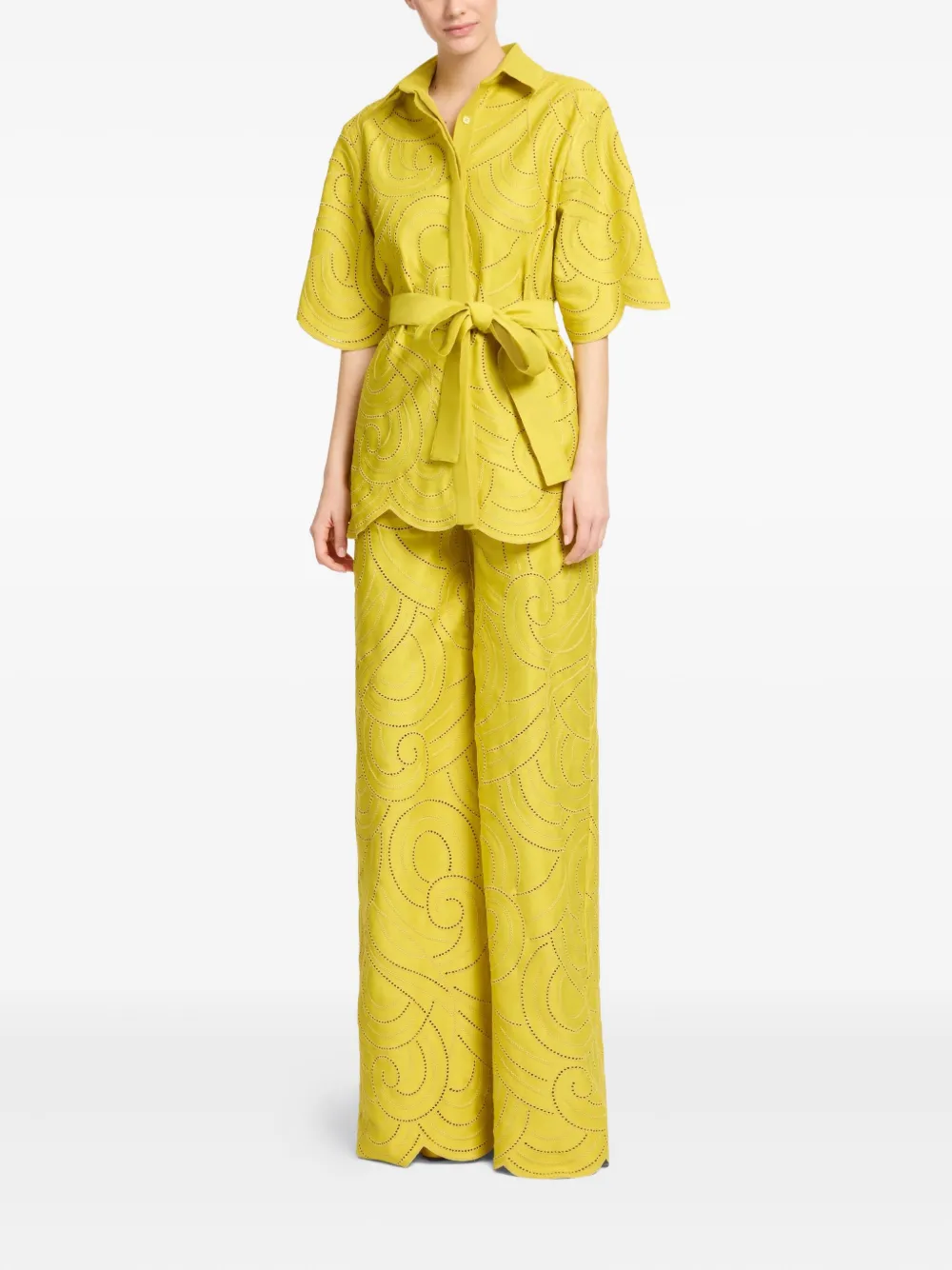 Elie Saab swirl-embroidered shirt - Geel