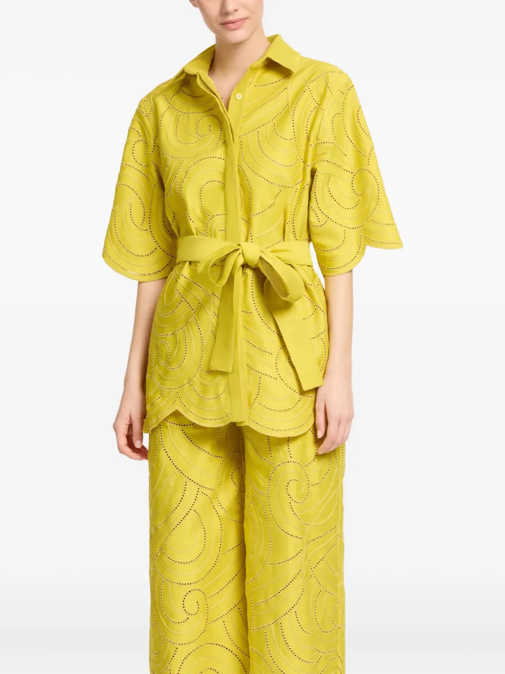 Elie Saab Swirl-embroidered Shirt In Brown