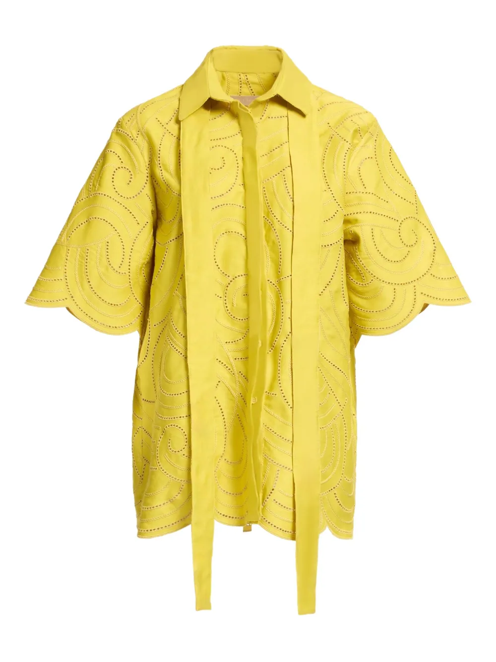 Elie Saab Swirl-embroidered Shirt In Brown