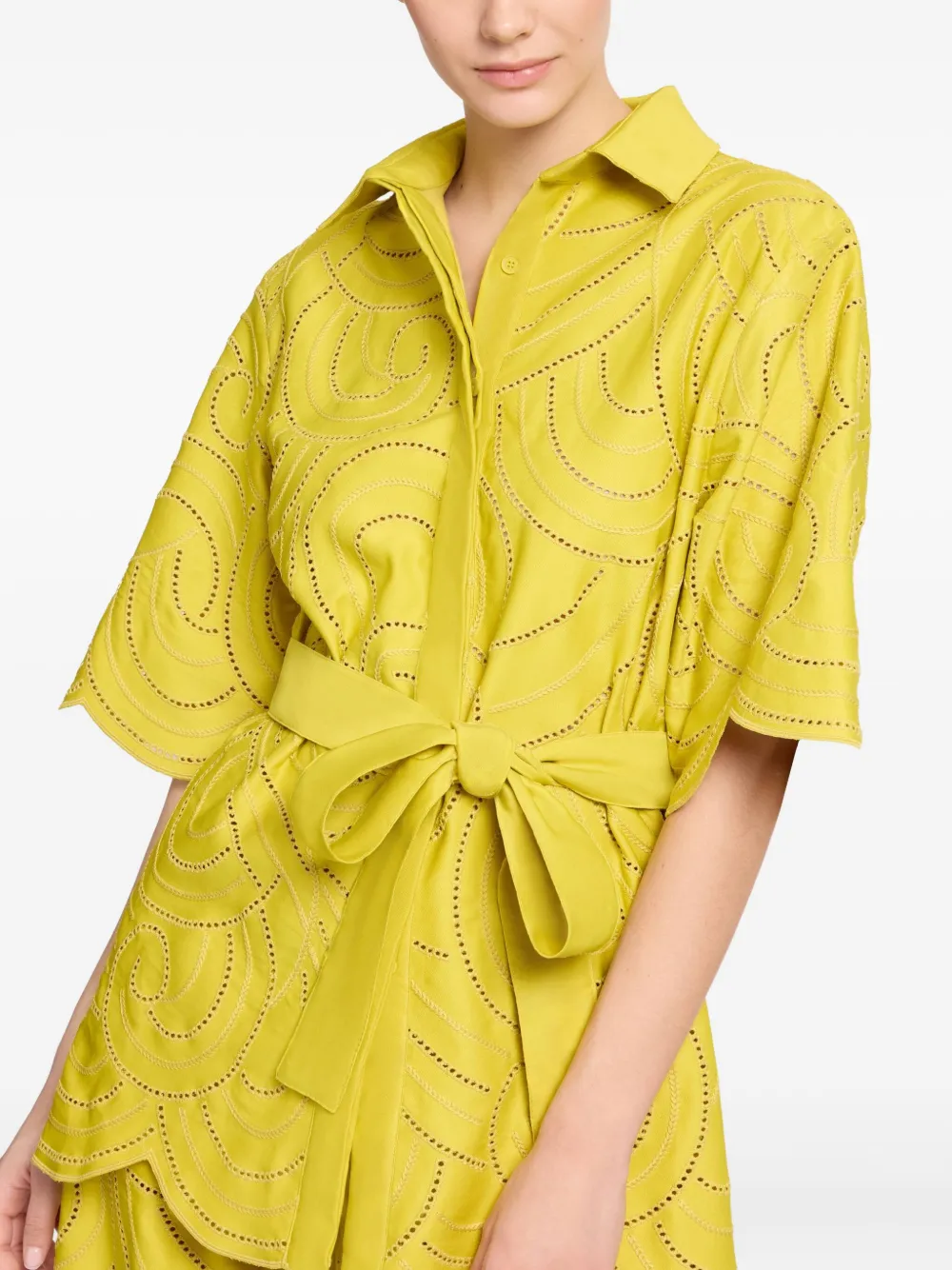 Elie Saab Swirl-embroidered Shirt In Brown