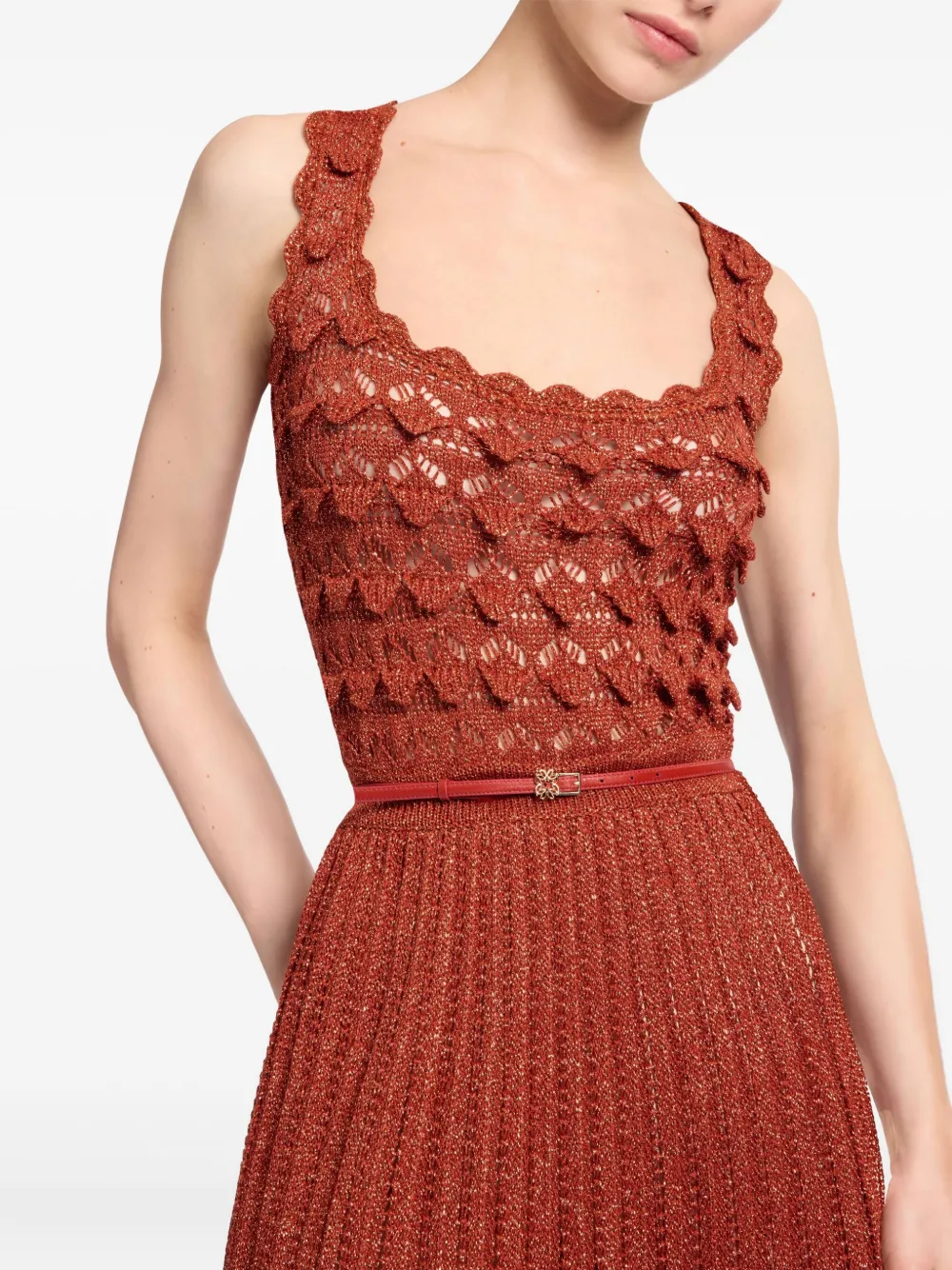 Elie Saab Marchesa Crochet Maxi Dress In Brown