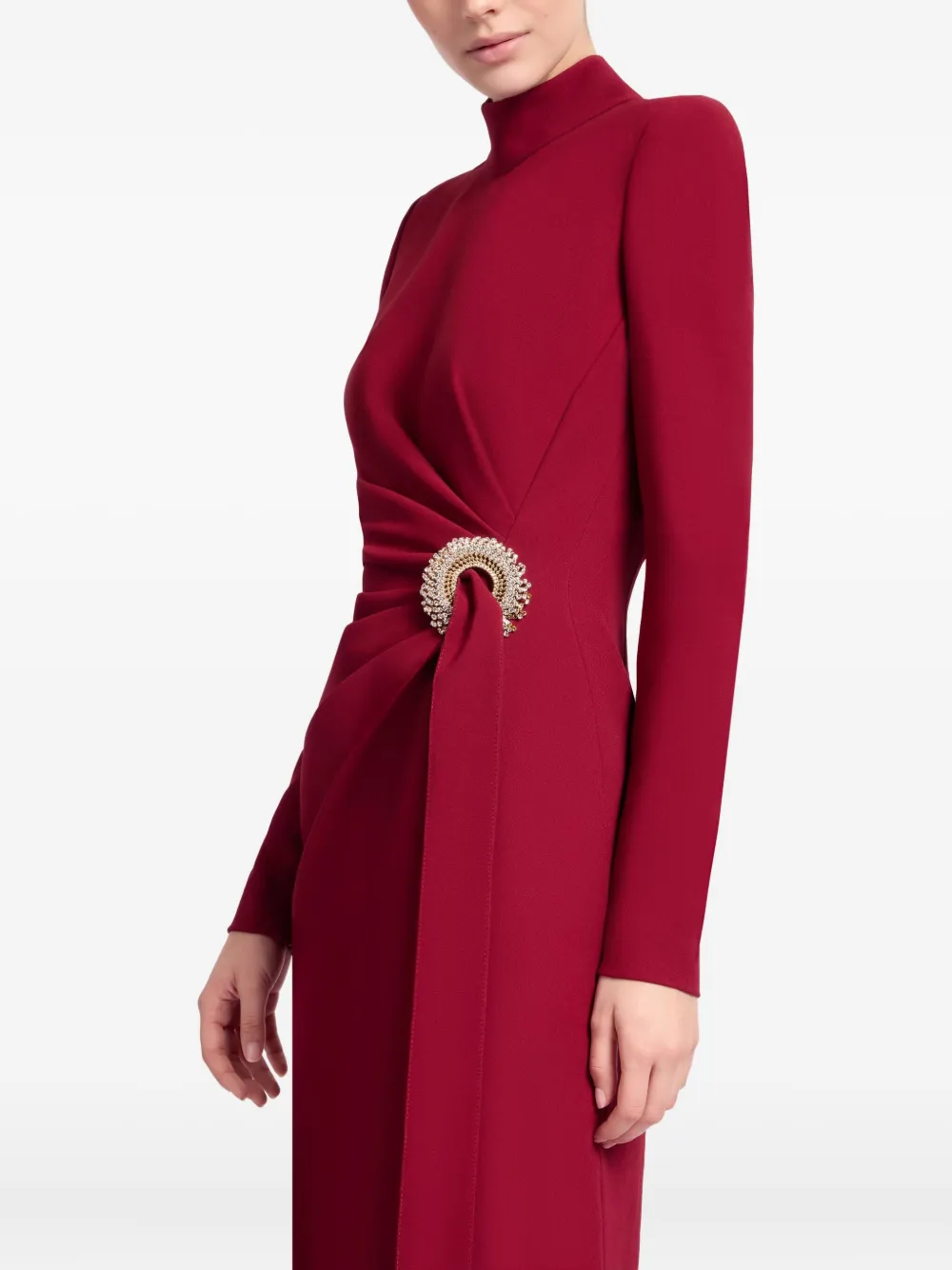 Elie Saab Crystal-embellished Midi Dress In Red