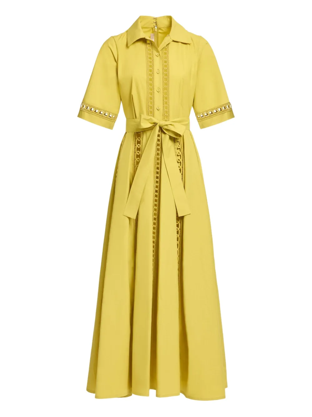 Elie Saab trim-embellished shirt maxi dress - イエロー Elie Saab trim-embellished shirt maxi dress - イエロー