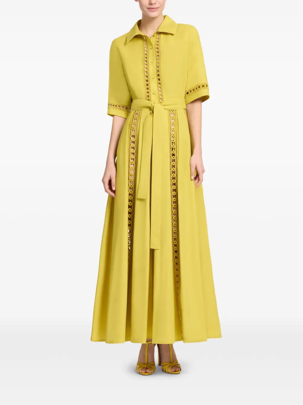 Elie Saab trim-embellished shirt maxi dress - Geel