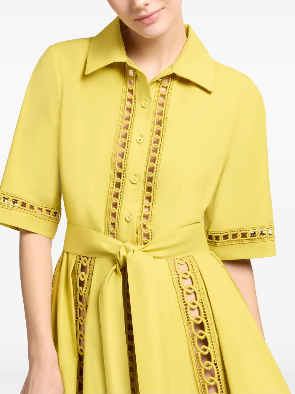 Elie Saab Trim-embellished Shirt Maxi Dress In Yellow