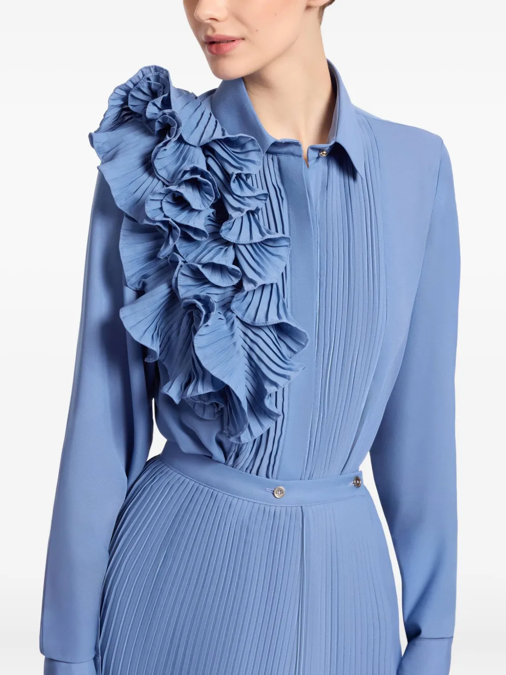 Elie Saab Avondjurk met ruches ORIENT BLUE