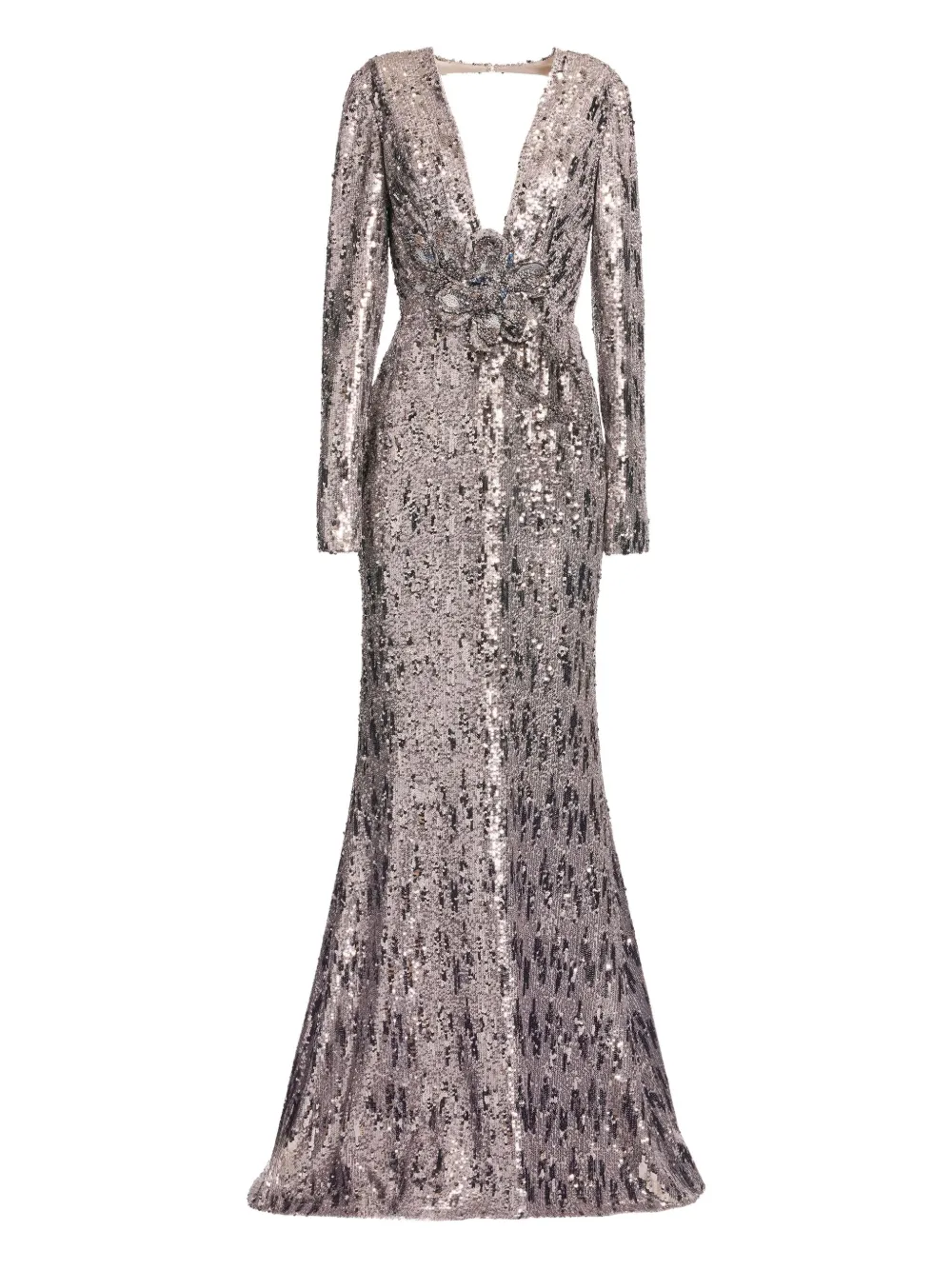 Elie Saab sequin-embellished open-back maxi dress - グレー Elie Saab sequin-embellished open-back maxi dress - グレー