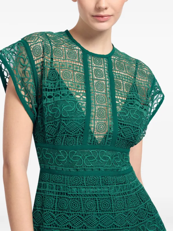 Elie Saab Macram Midi Dress | Green | FARFETCH Elie Saab Macram Midi Dress | Green | FARFETCH