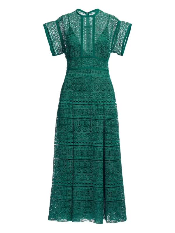 elie saab macrame midi dress Elie Saab Macrame Midi Dress In White
