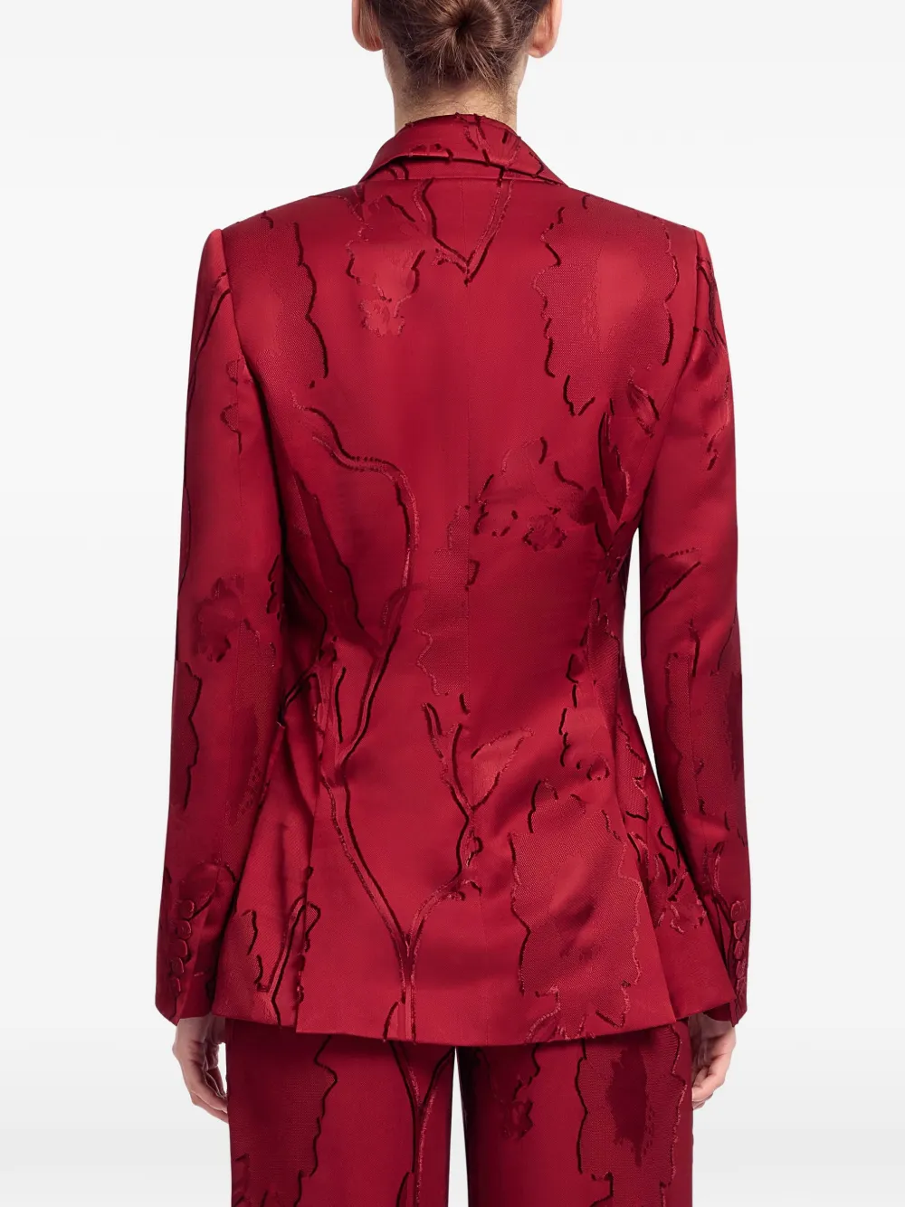 Elie Saab Jacquard Double-breasted Blazer in Red, view 5