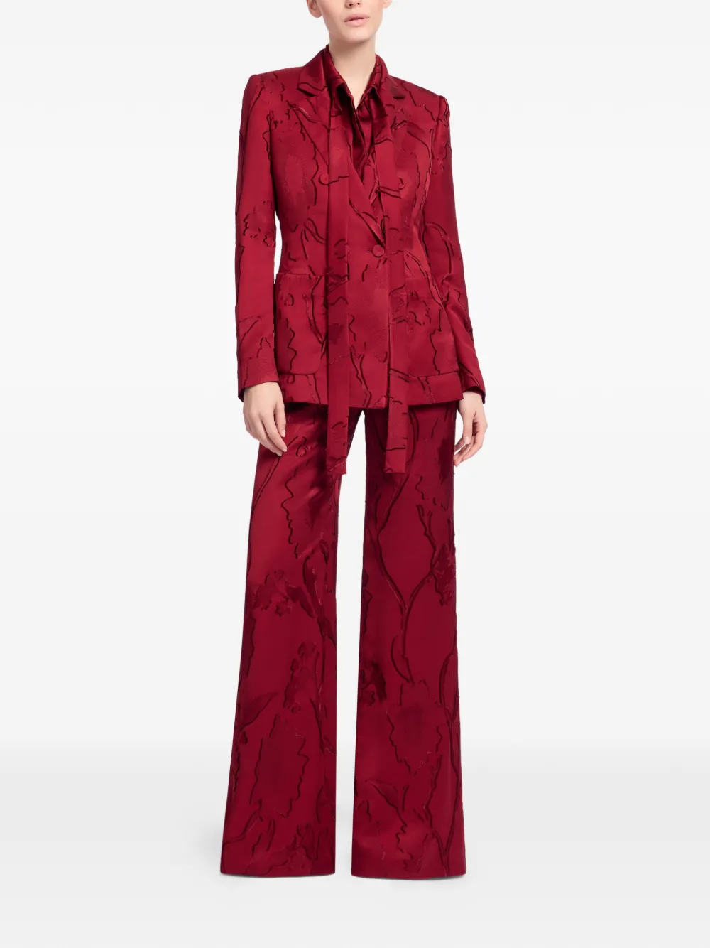 Elie Saab Jacquard Double-breasted Blazer in Red, view 2