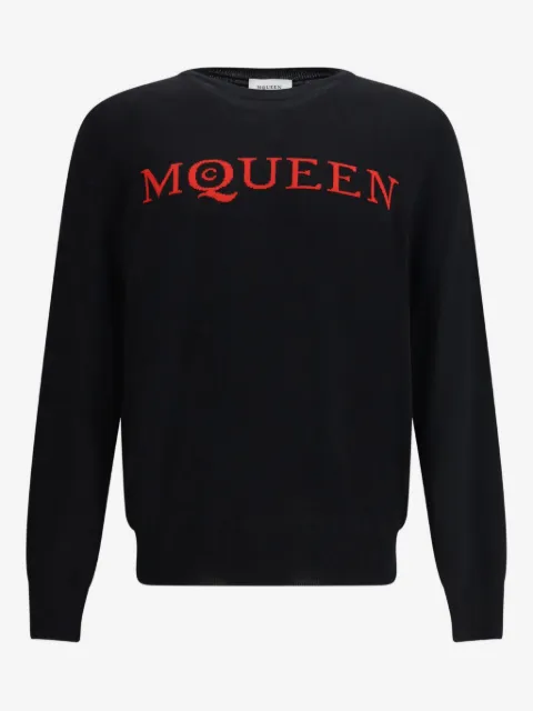 Alexander McQueen سويتر برقبة مستديرة وزينة شعار الماركة
