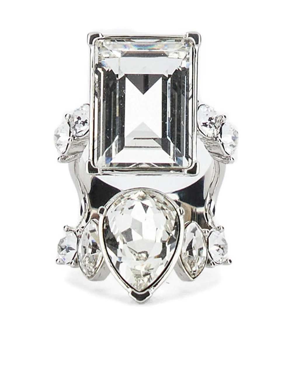 Alexander Mcqueen Crystal-embellished Ring In Silver