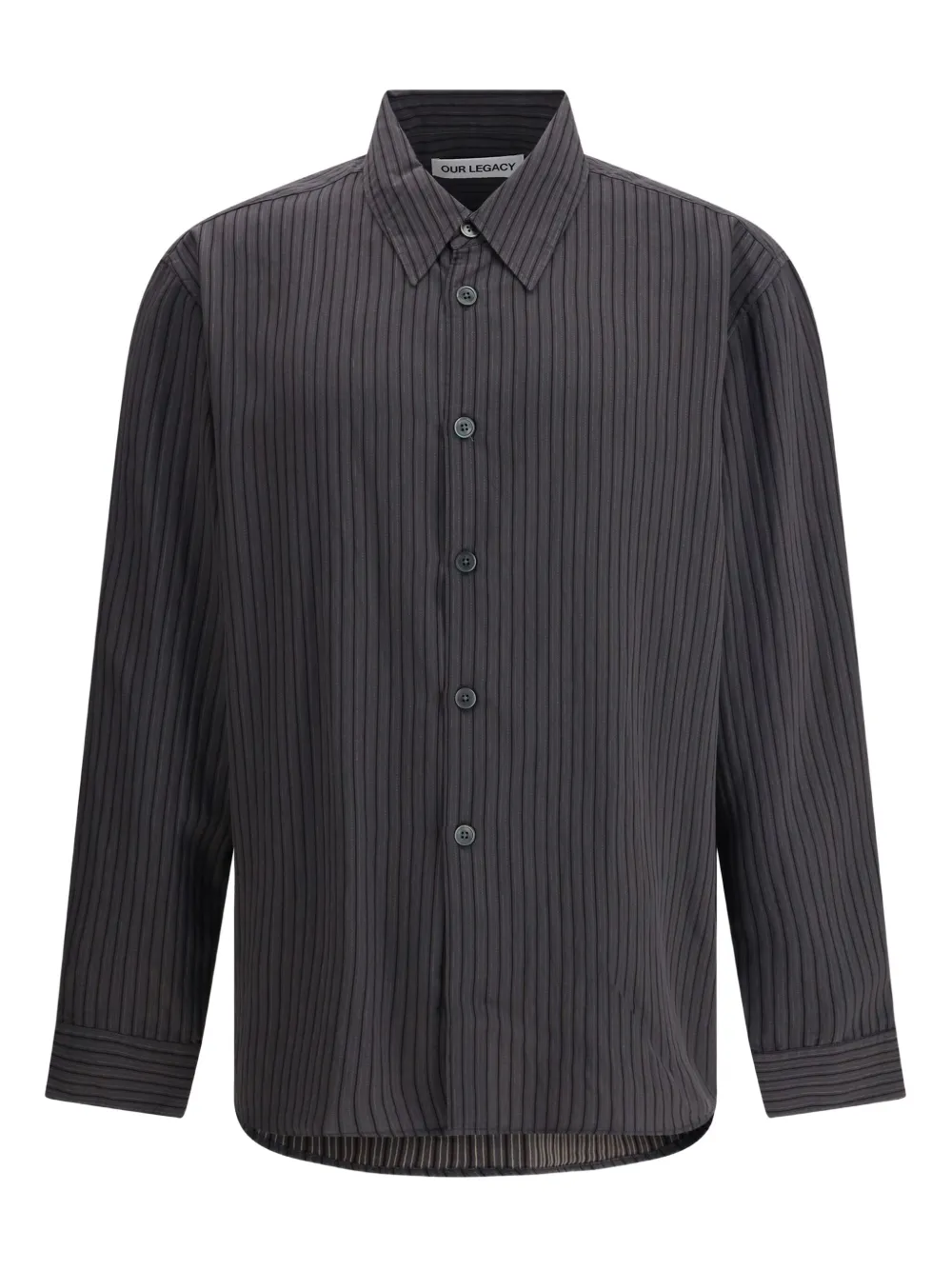 Our Legacy Beyond Striped Button-fastening Shirt In Gray