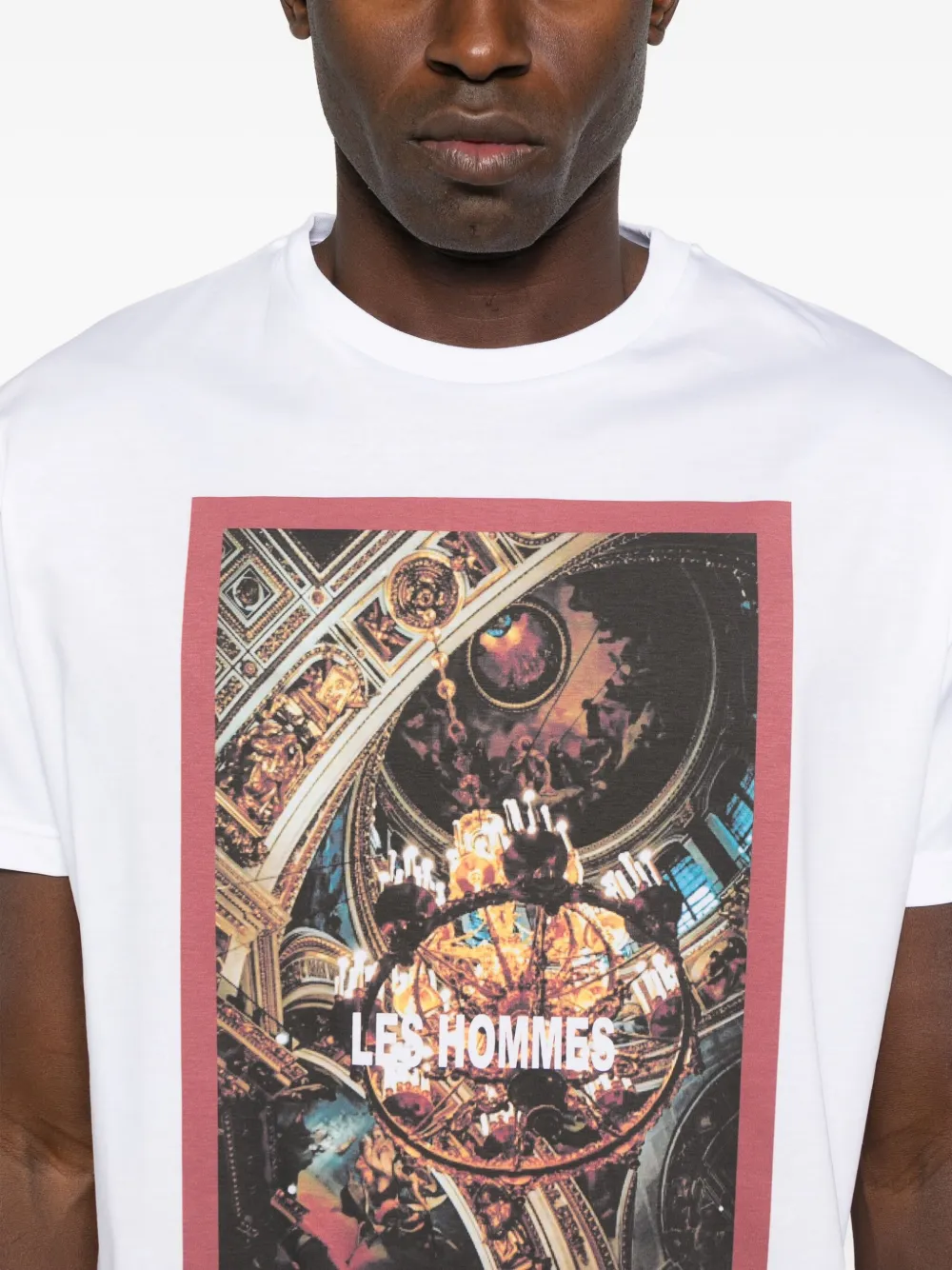 LES HOMMES T-shirt met grafische print Wit