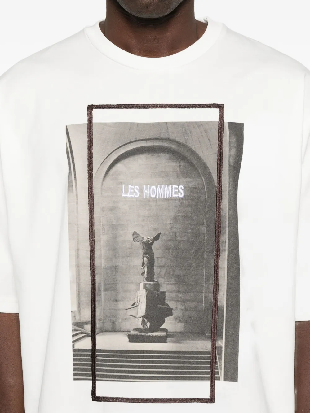 LES HOMMES T-shirt met grafische print Wit