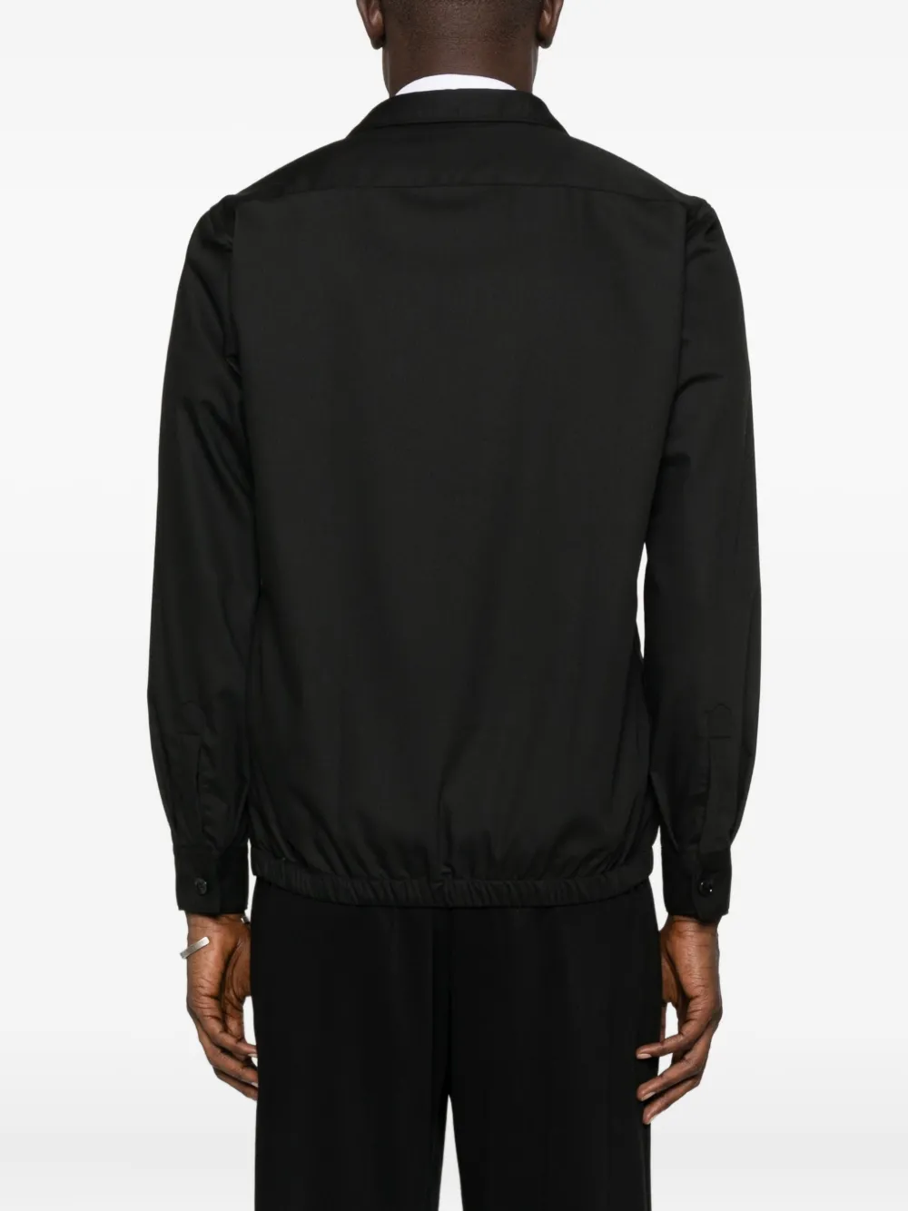 LES HOMMES Button-down overhemd met elastische afwerking Zwart