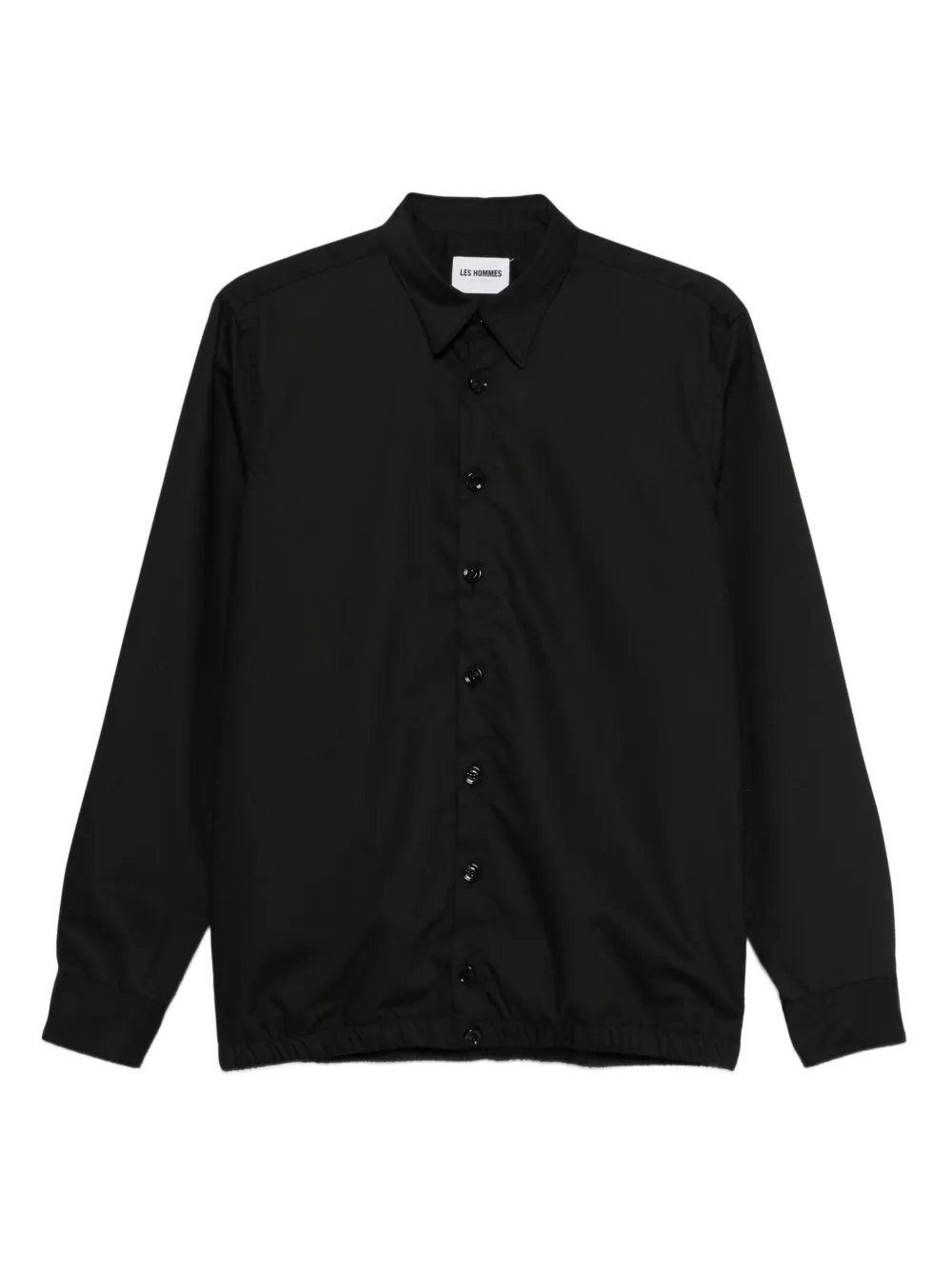 LES HOMMES button-down elasticated-hem shirt | Black | Image 1