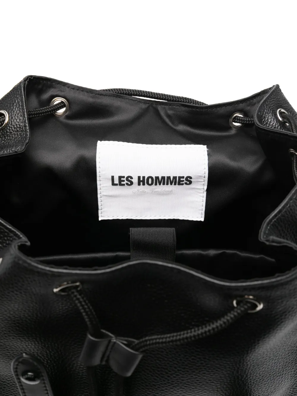 Les Hommes Buckle-fastening Leather Backpack In Black