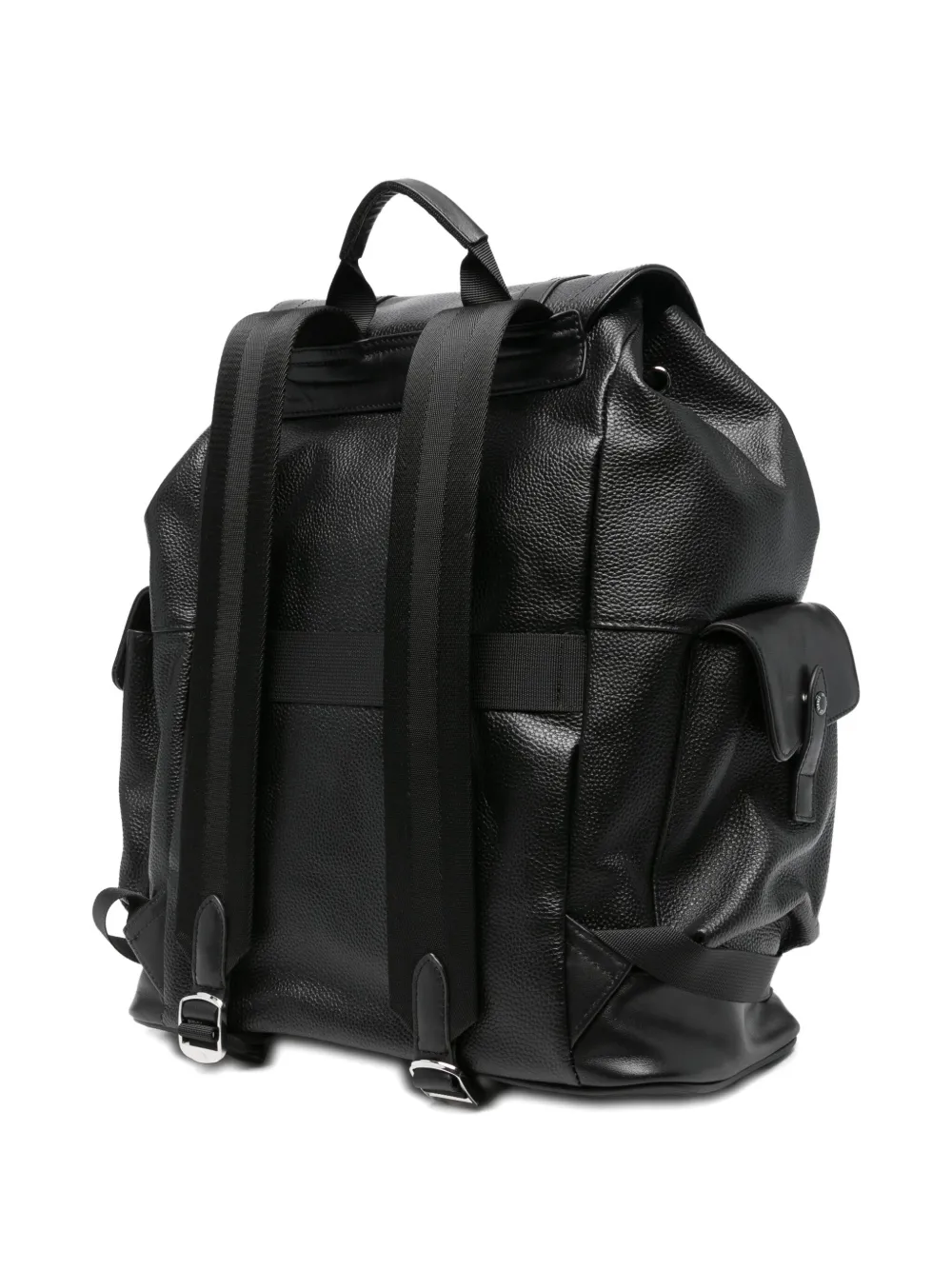 Les Hommes Buckle-fastening Leather Backpack In Black