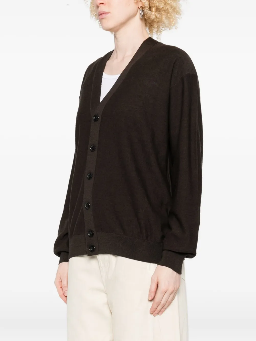 Lemaire Brown Relaxed Twisted Cardigan In Brown