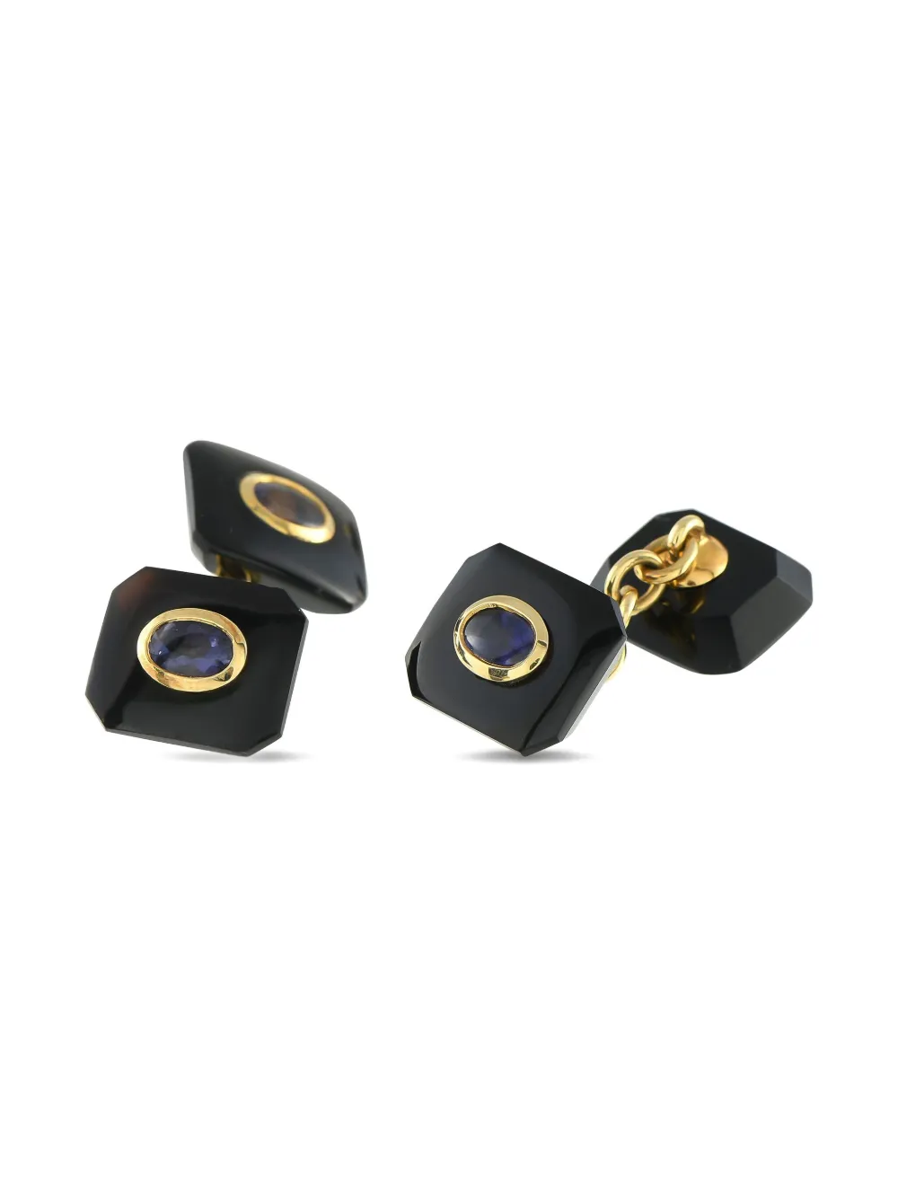 Pre-owned Links Of London 18k Yellow Gold Onyx Cufflinks