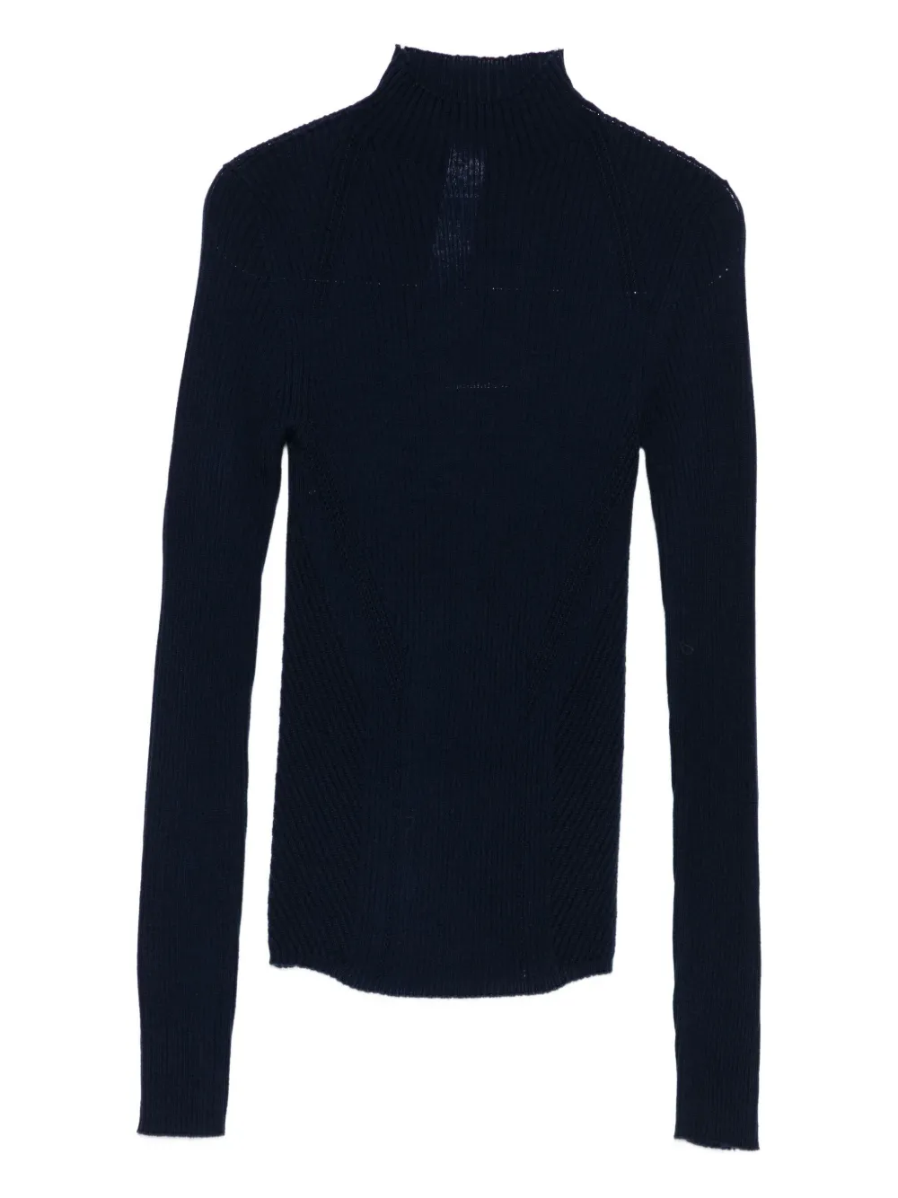 Twinset High-neck Ribbed Sweater In Blue