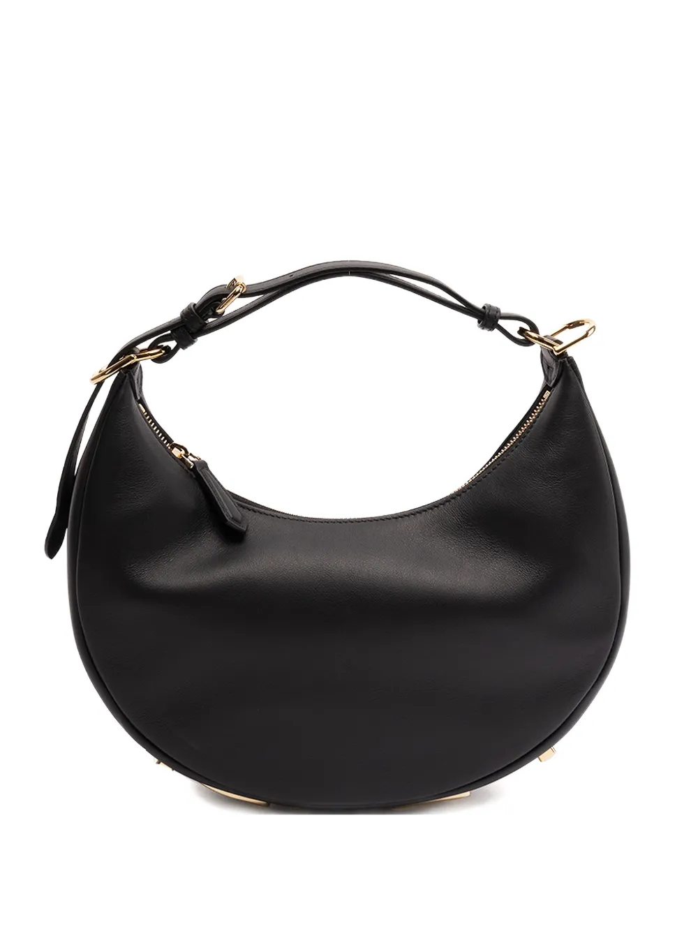 FENDI gold-tone lettering half-moon shoulder bag | Black | Image 1