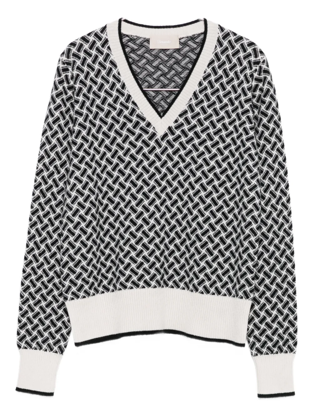 Drumohr Geometric-pattern V-neck Cashmere Sweater In Multi