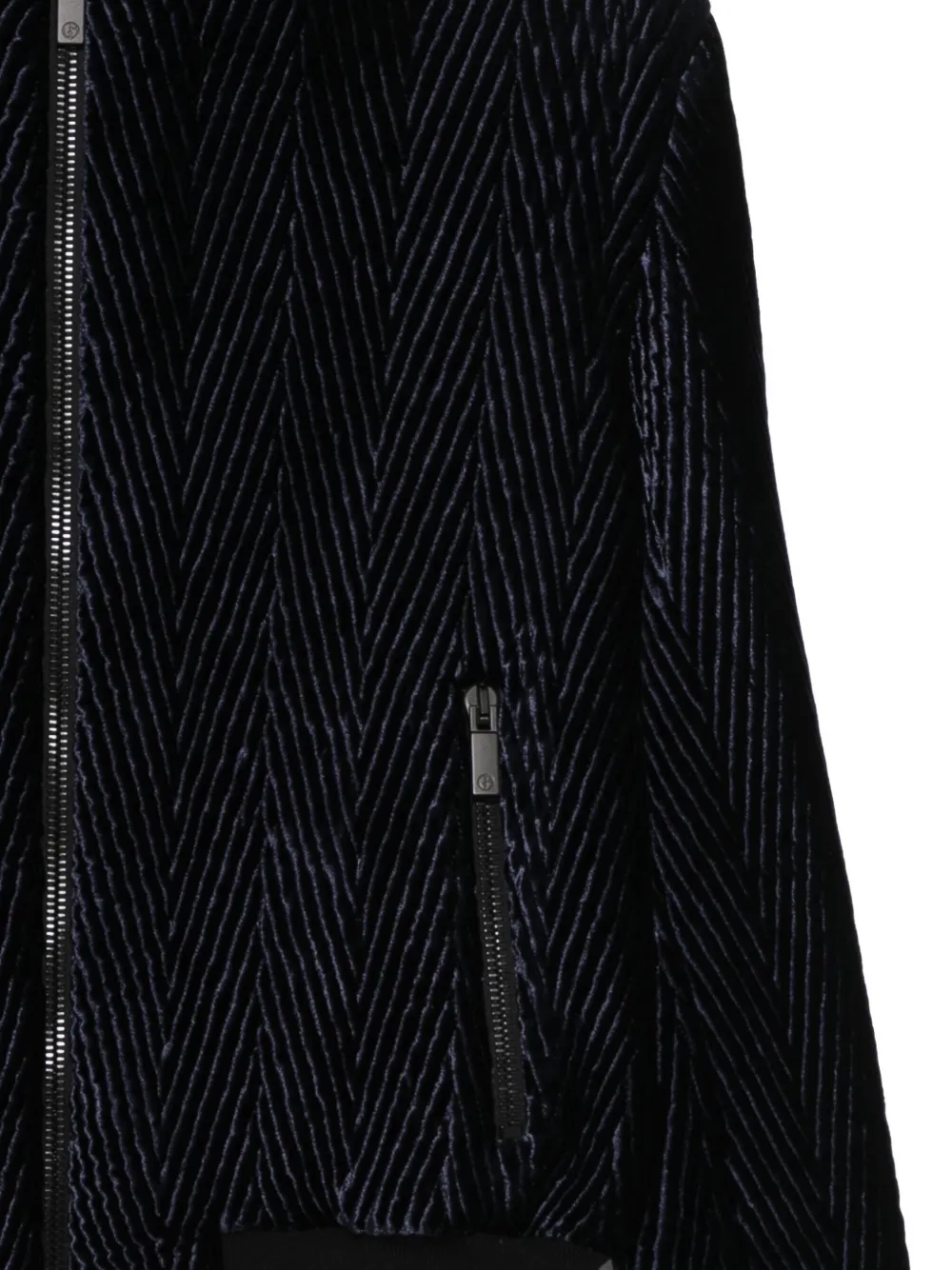  Giorgio Armani Herringbone-pattern Hooded Jacket - Blue 