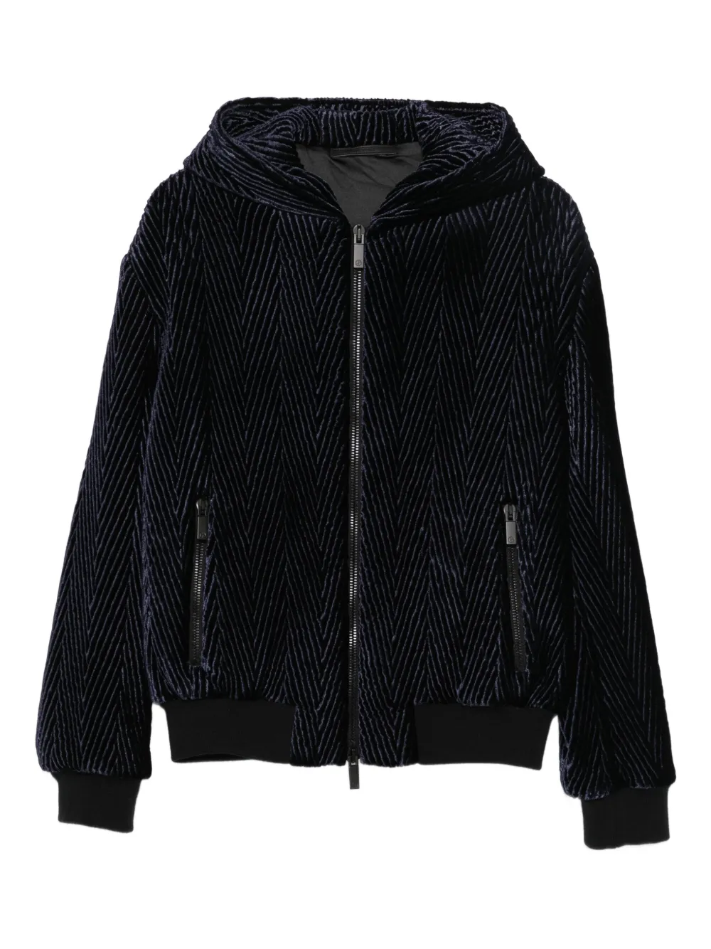 Giorgio Armani herringbone-pattern hooded jacket | Blue | Image 1