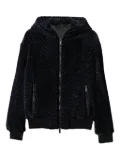Giorgio Armani herringbone-pattern hooded jacket - Blue