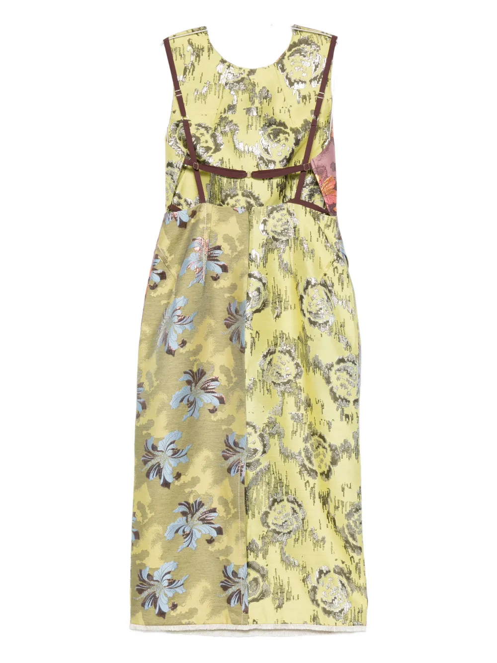 ALEMAIS Mouwloze jurk met patchwork - Geel