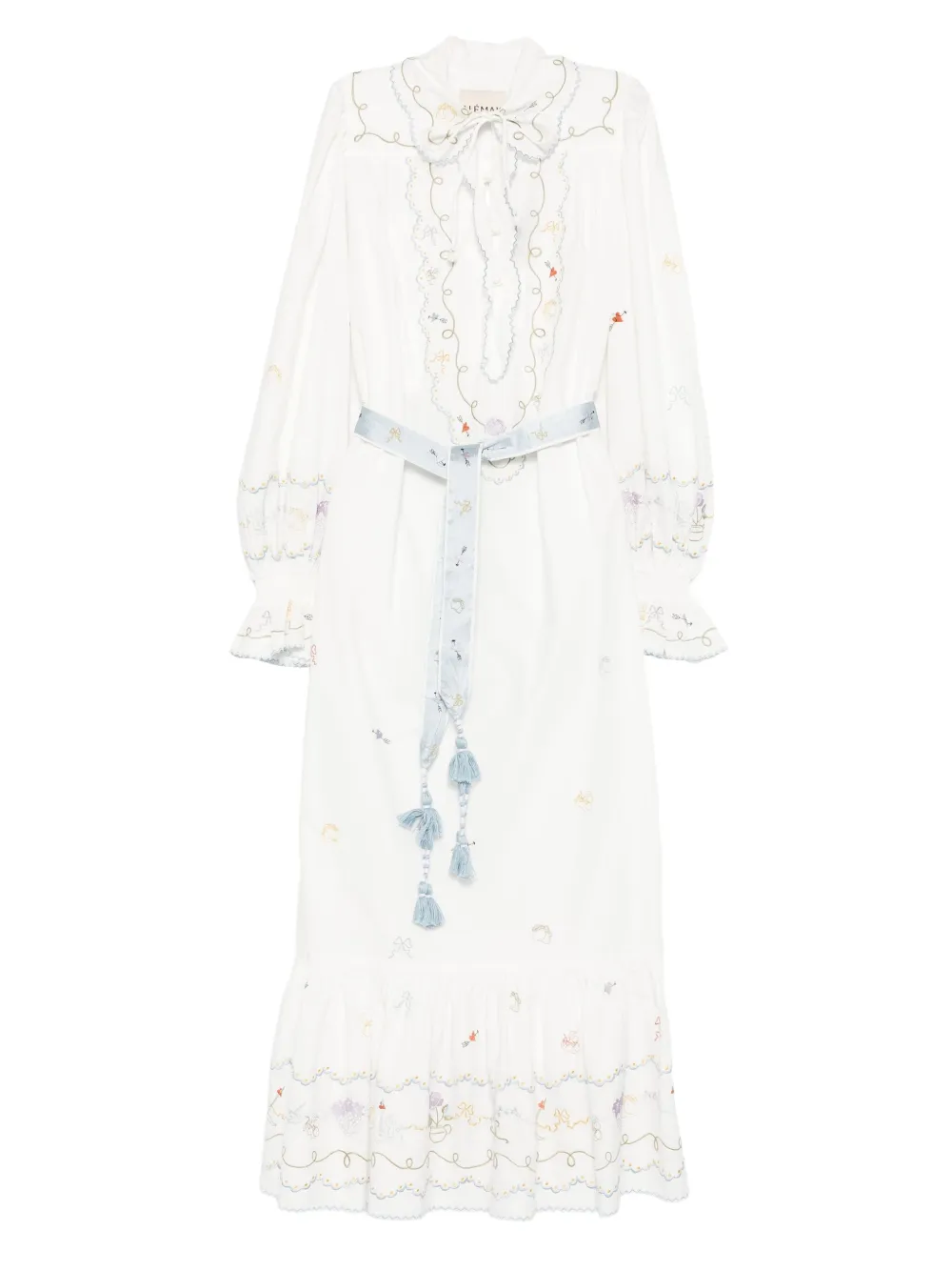 ALEMAIS embroidered ruffled dress | White | Image 1