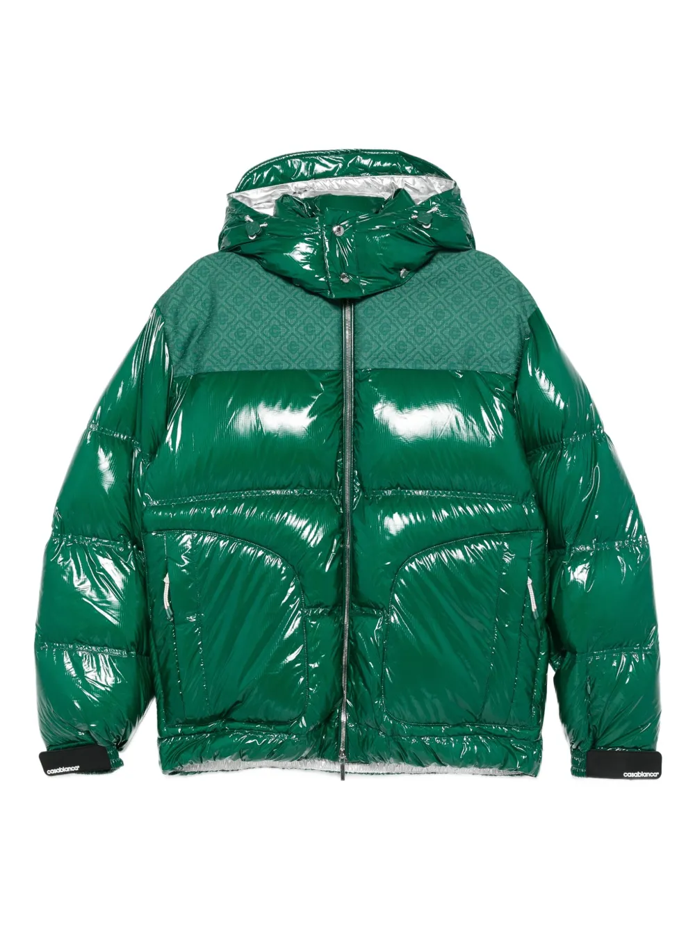 Casablanca high-shine hooded puffer jacket | Green | Image 1