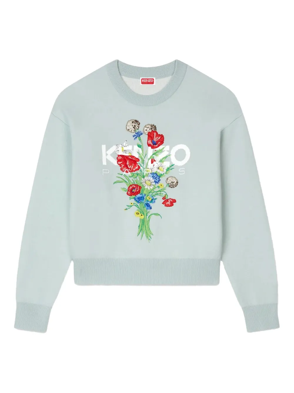 Kenzo floral-embroidered crew-neck sweater | Blue | Image 1