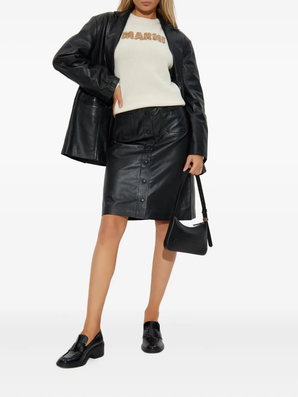 MUNTHE Locus leather skirt - Zwart