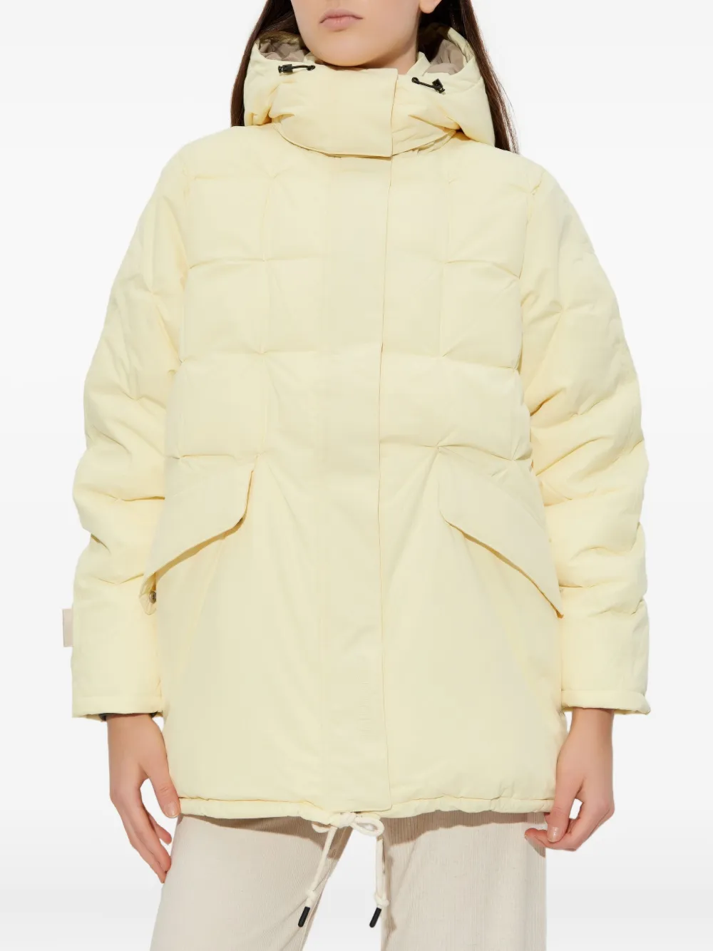 Rethinkit Studios Quilted Hooded Parka Coat In Neutral