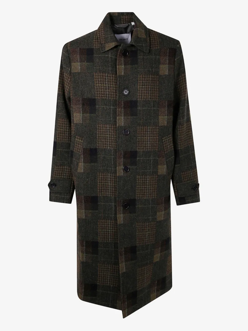 Les Deux checked wool coat | Black | Image 1