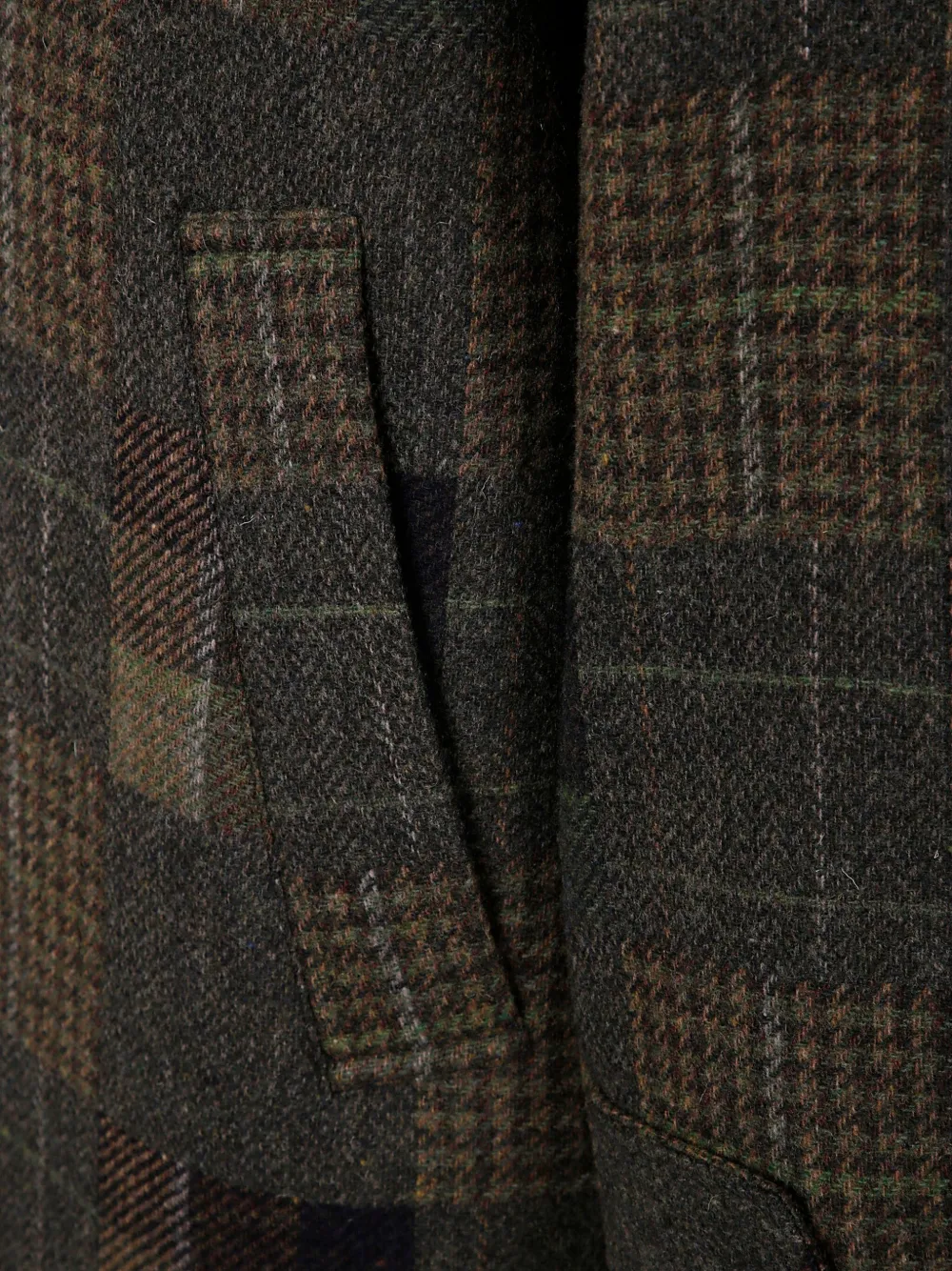 Les Deux Long Checkered Wool Coat With Notched Lapel In Multi
