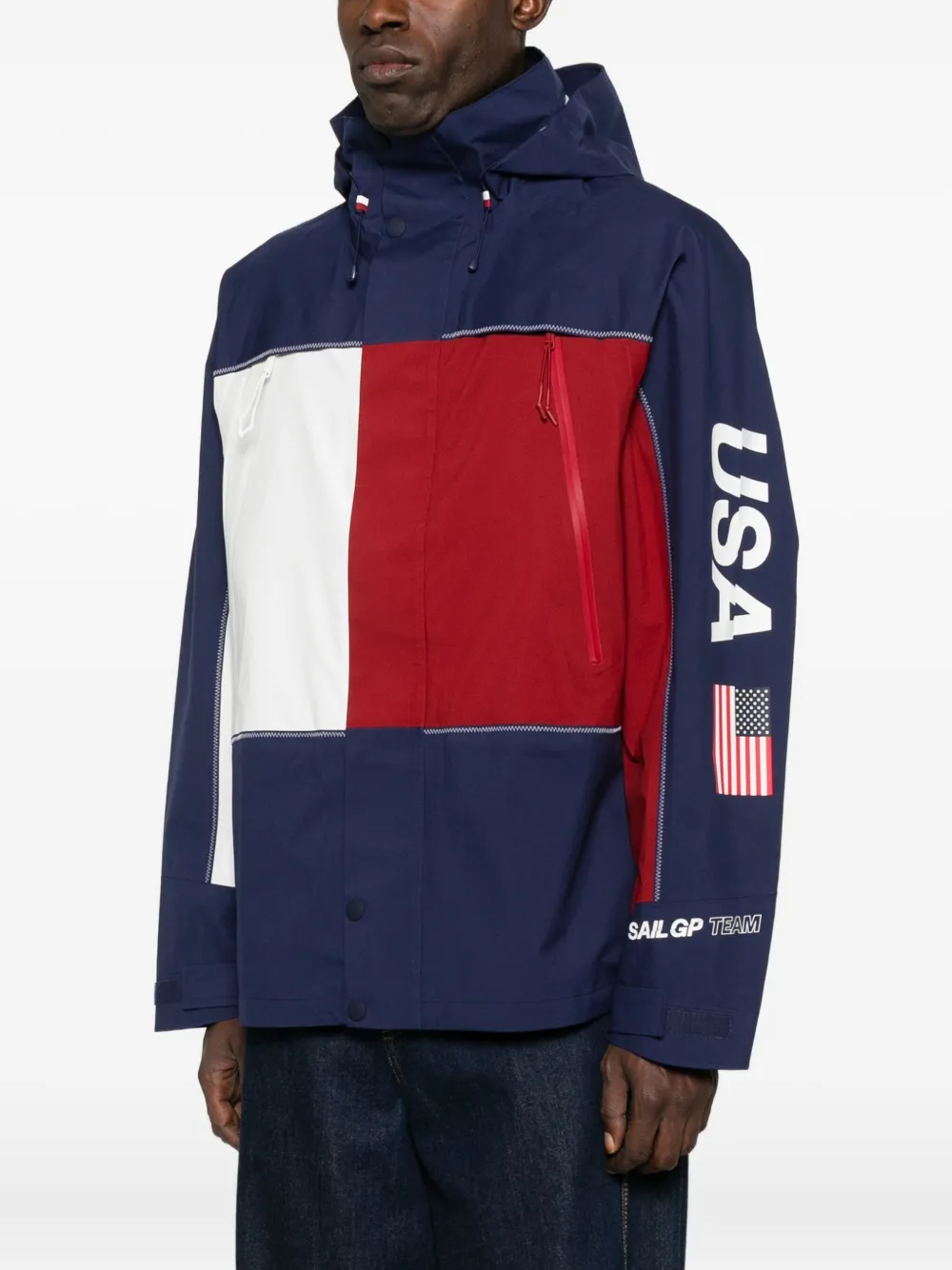 Tommy Hilfiger X Sail Gp Sufa25 Colour-blocked Hooded Jacket In Blue