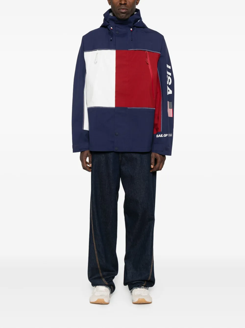 Tommy Hilfiger X Sail Gp Sufa25 Colour-blocked Hooded Jacket In Blue